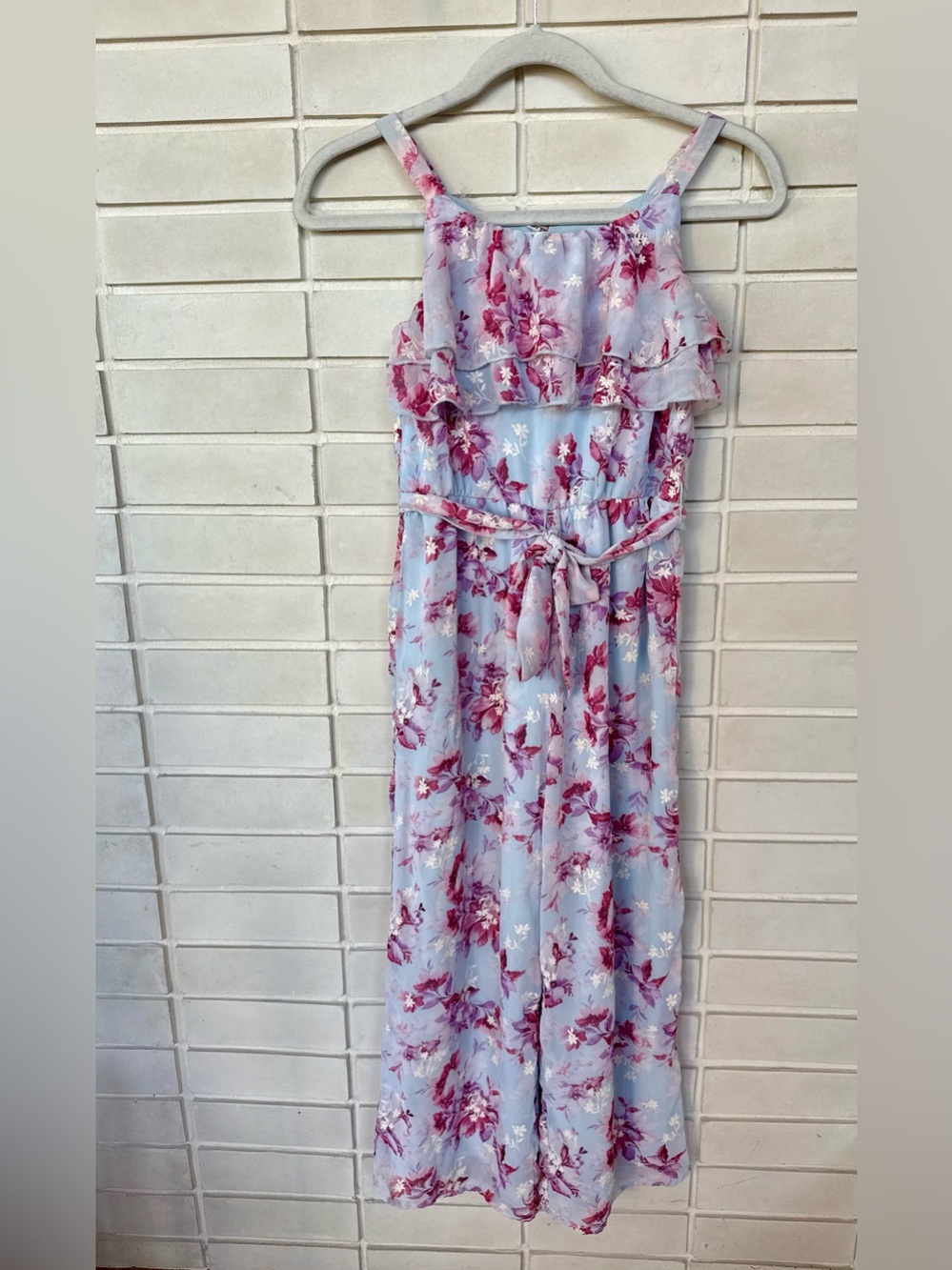 Zunie * Floral Maxi Dress * Blue Pink * Embroidered * Girls Size 10